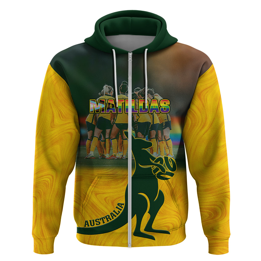 Custom Matildas Pride Hoodie LGBT Kangaroo Australian Proud - Vibe Hoodie Shop