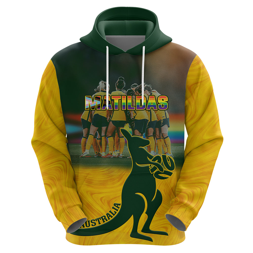 Custom Matildas Pride Hoodie LGBT Kangaroo Australian Proud - Vibe Hoodie Shop