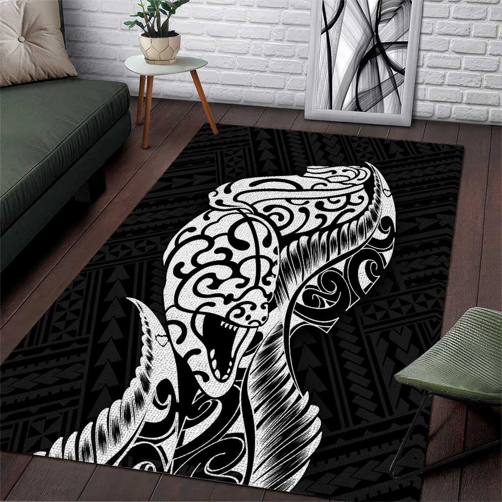 New Zealand Eel Area Rug Tuna Aotearoa Maori Patten - Black - Vibe Hoodie Shop