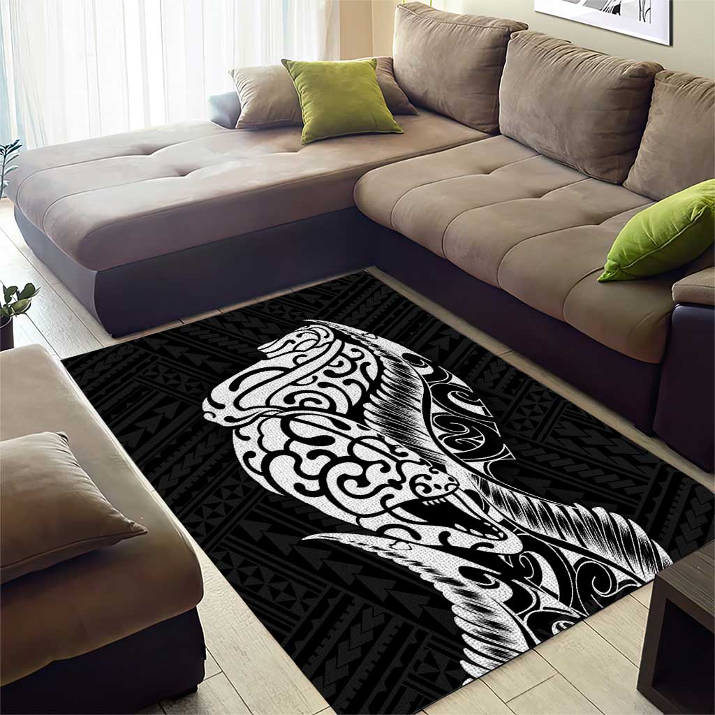 New Zealand Eel Area Rug Tuna Aotearoa Maori Patten - Black - Vibe Hoodie Shop