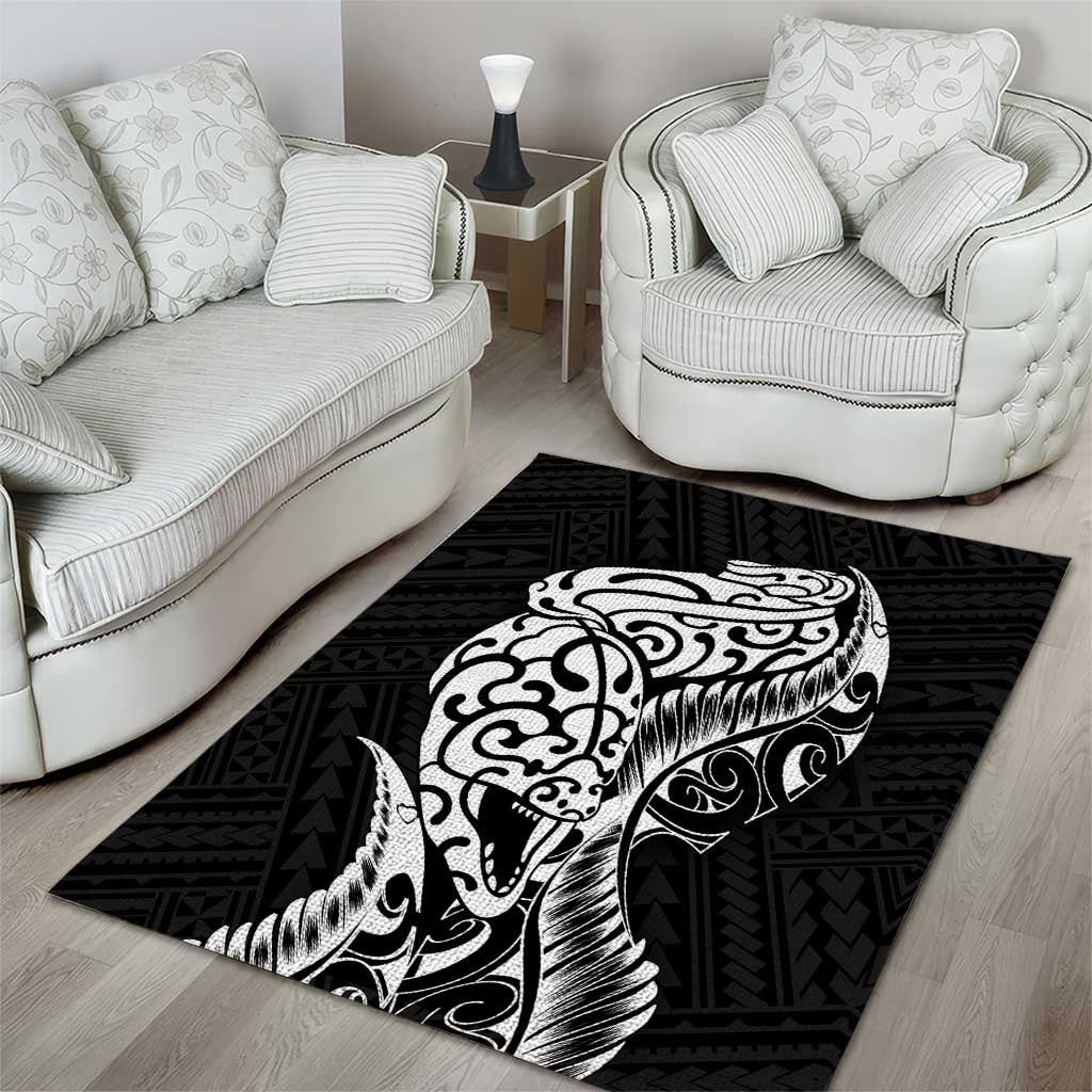 New Zealand Eel Area Rug Tuna Aotearoa Maori Patten - Black - Vibe Hoodie Shop