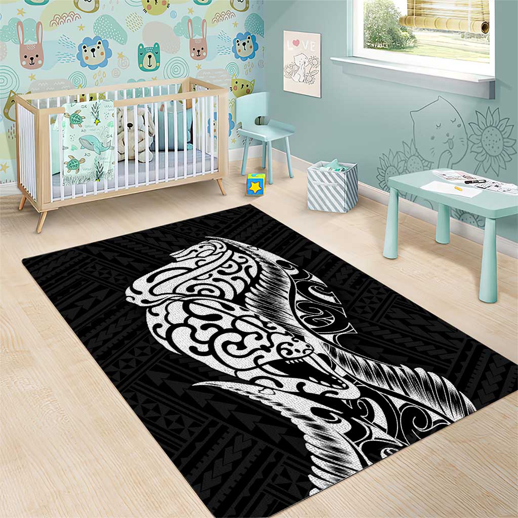 New Zealand Eel Area Rug Tuna Aotearoa Maori Patten - Black - Vibe Hoodie Shop