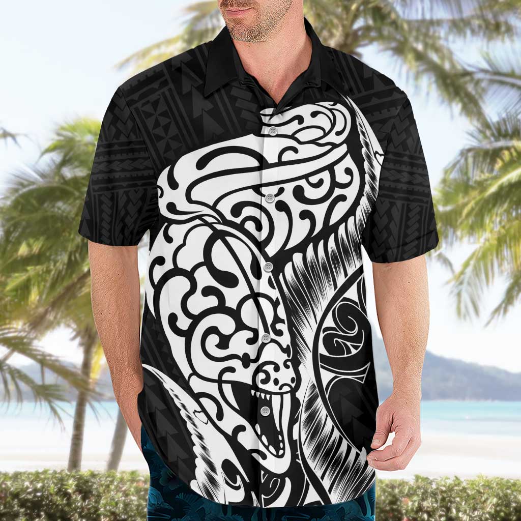 New Zealand Eel Hawaiian Shirt Tuna Aotearoa Maori Patten - Black - Vibe Hoodie Shop