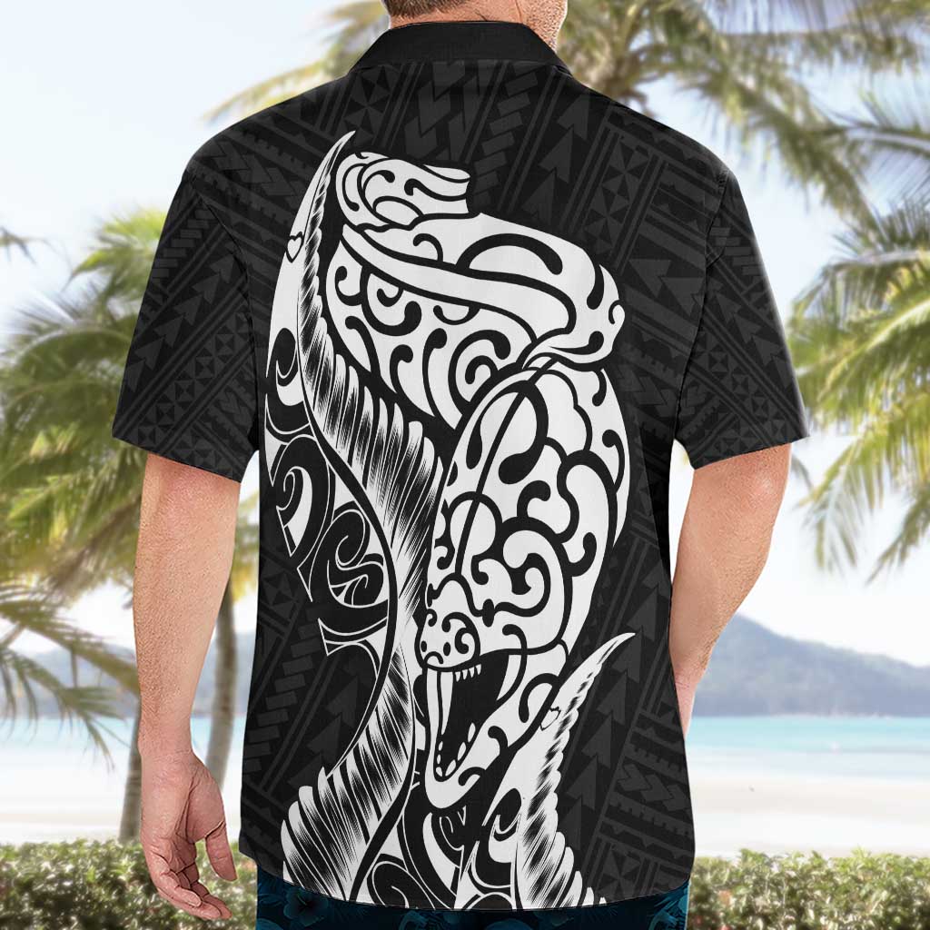 New Zealand Eel Hawaiian Shirt Tuna Aotearoa Maori Patten - Black - Vibe Hoodie Shop