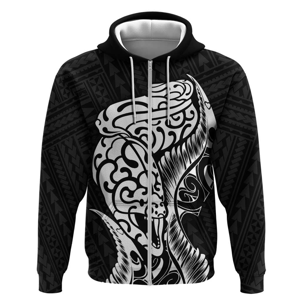 New Zealand Eel Hoodie Tuna Aotearoa Maori Patten - Black - Vibe Hoodie Shop