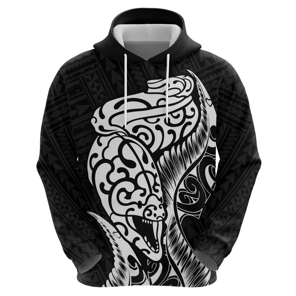 New Zealand Eel Hoodie Tuna Aotearoa Maori Patten - Black - Vibe Hoodie Shop