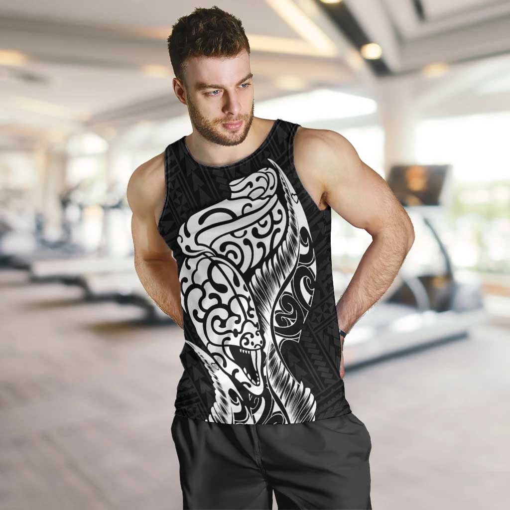 New Zealand Eel Men Tank Top Tuna Aotearoa Maori Patten - Black - Vibe Hoodie Shop