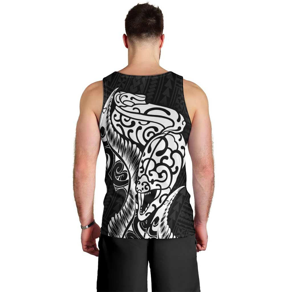 New Zealand Eel Men Tank Top Tuna Aotearoa Maori Patten - Black - Vibe Hoodie Shop