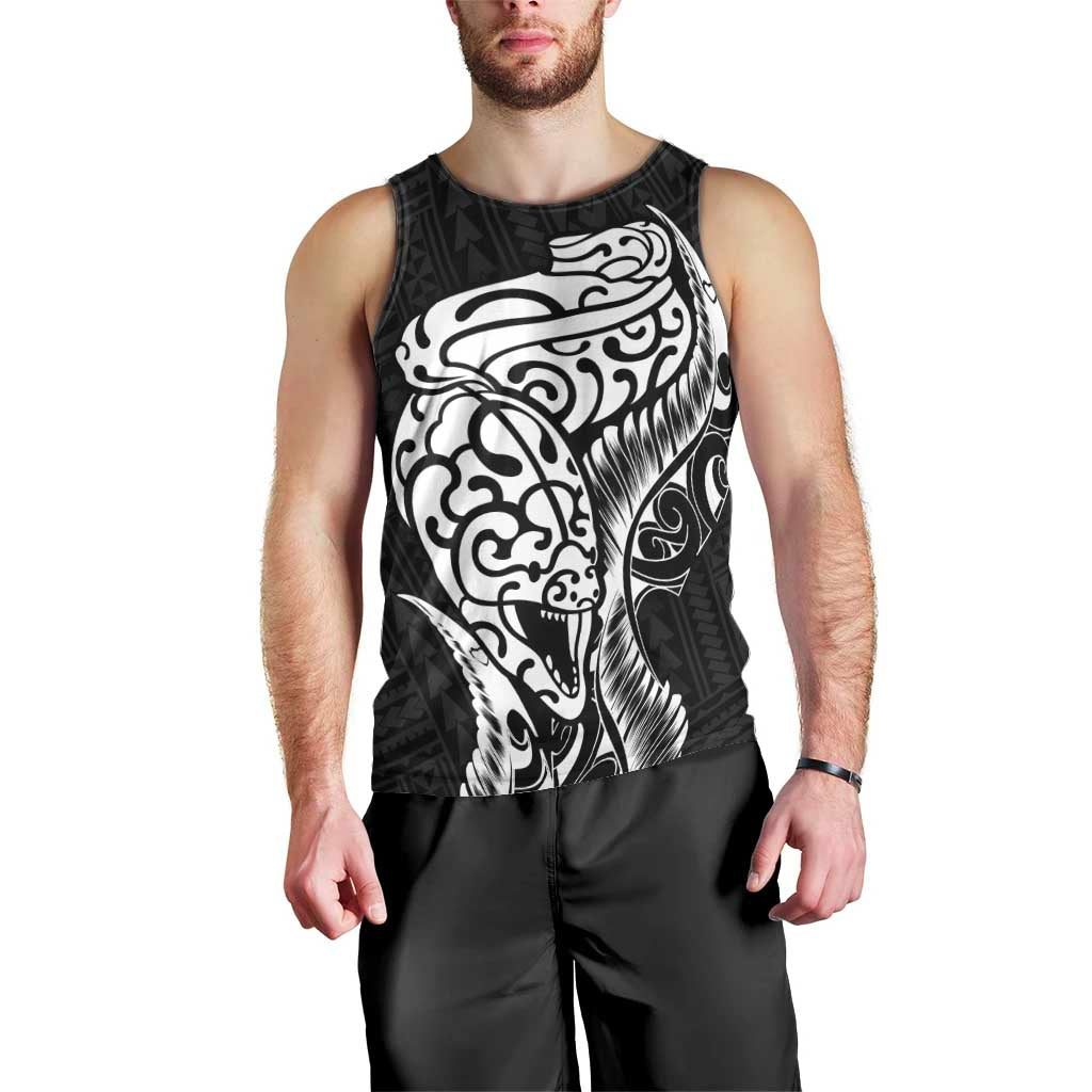 New Zealand Eel Men Tank Top Tuna Aotearoa Maori Patten - Black - Vibe Hoodie Shop