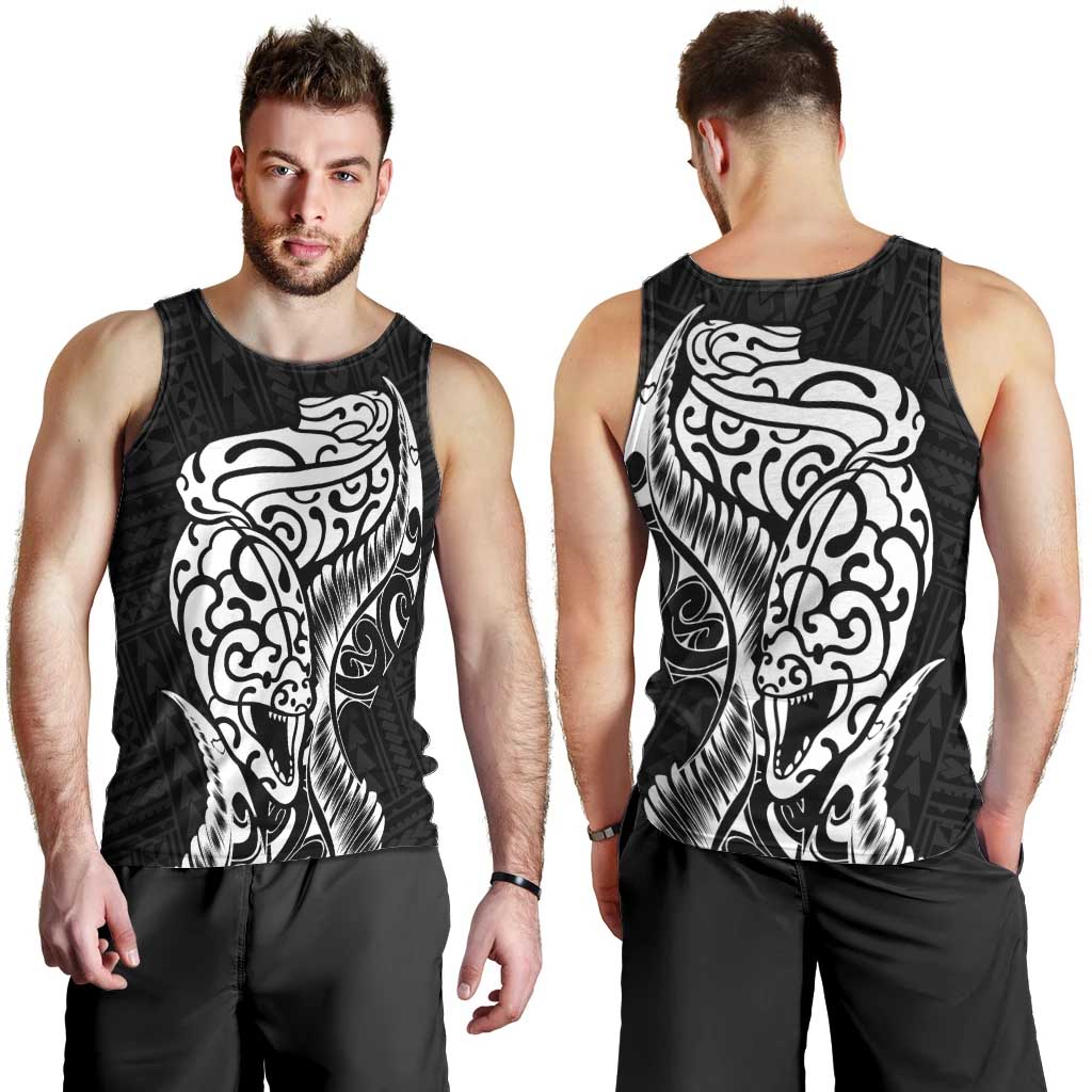 New Zealand Eel Men Tank Top Tuna Aotearoa Maori Patten - Black - Vibe Hoodie Shop