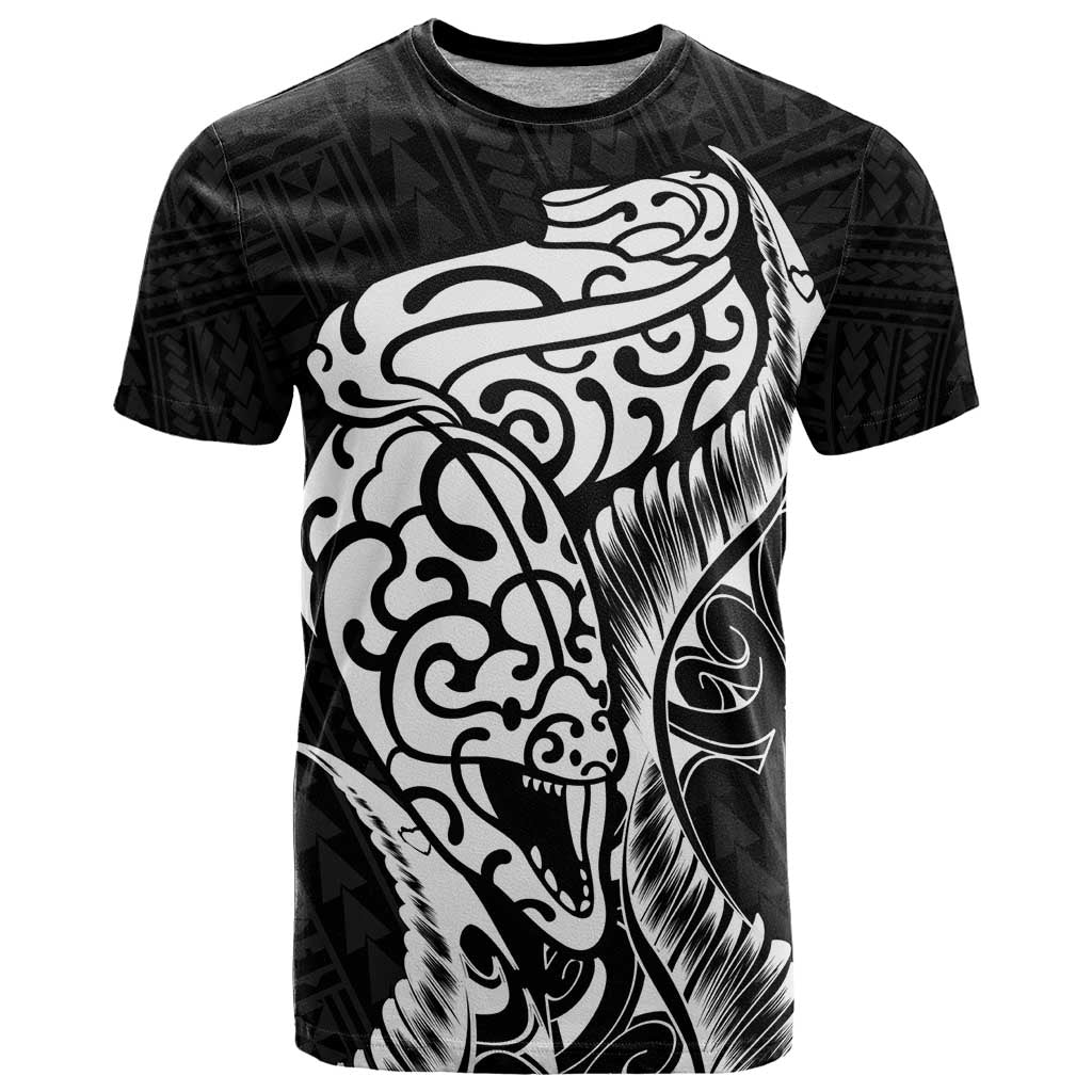 New Zealand Eel T Shirt Tuna Aotearoa Maori Patten - Black - Vibe Hoodie Shop