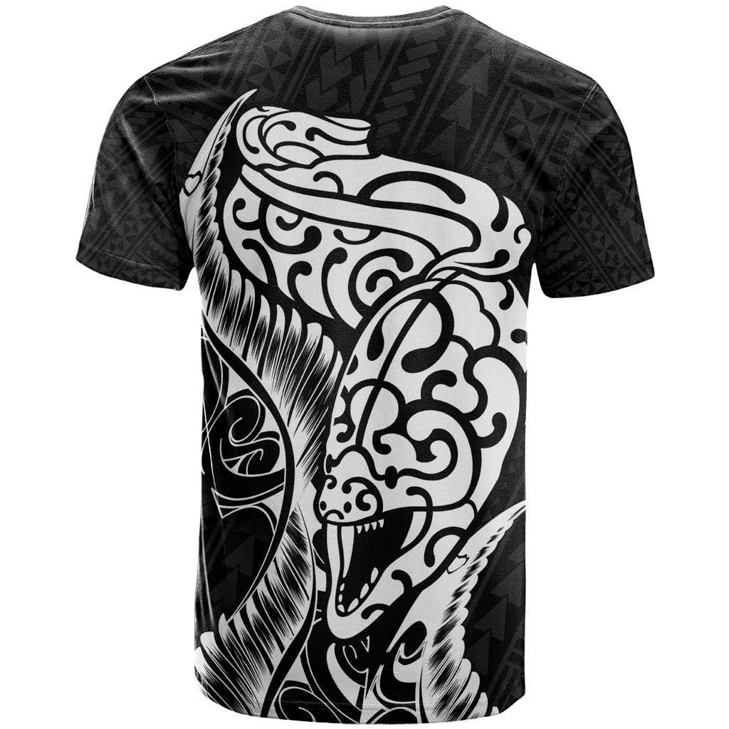 New Zealand Eel T Shirt Tuna Aotearoa Maori Patten - Black - Vibe Hoodie Shop