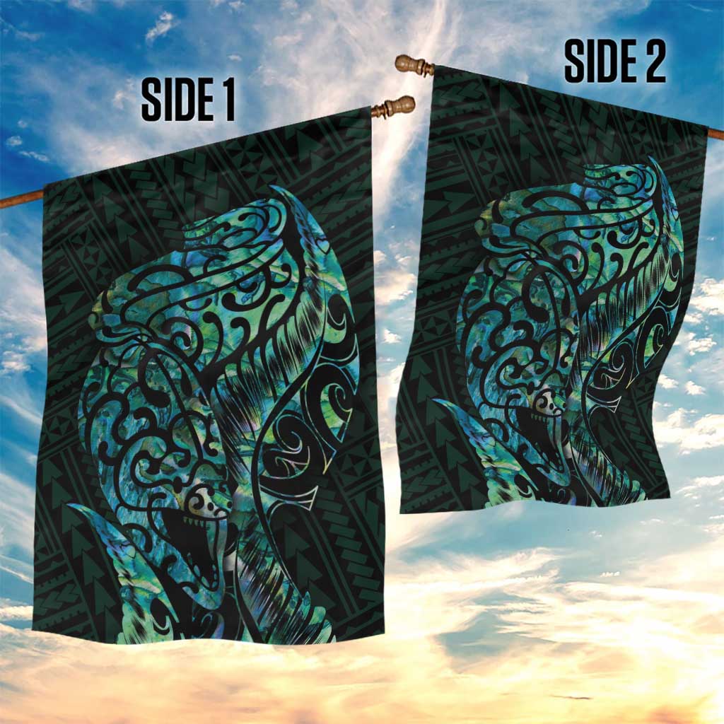 New Zealand Eel Garden Flag Tuna Aotearoa Maori With Paua Shell - Turquoise - Vibe Hoodie Shop