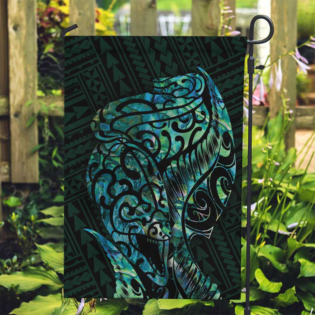 New Zealand Eel Garden Flag Tuna Aotearoa Maori With Paua Shell - Turquoise - Vibe Hoodie Shop