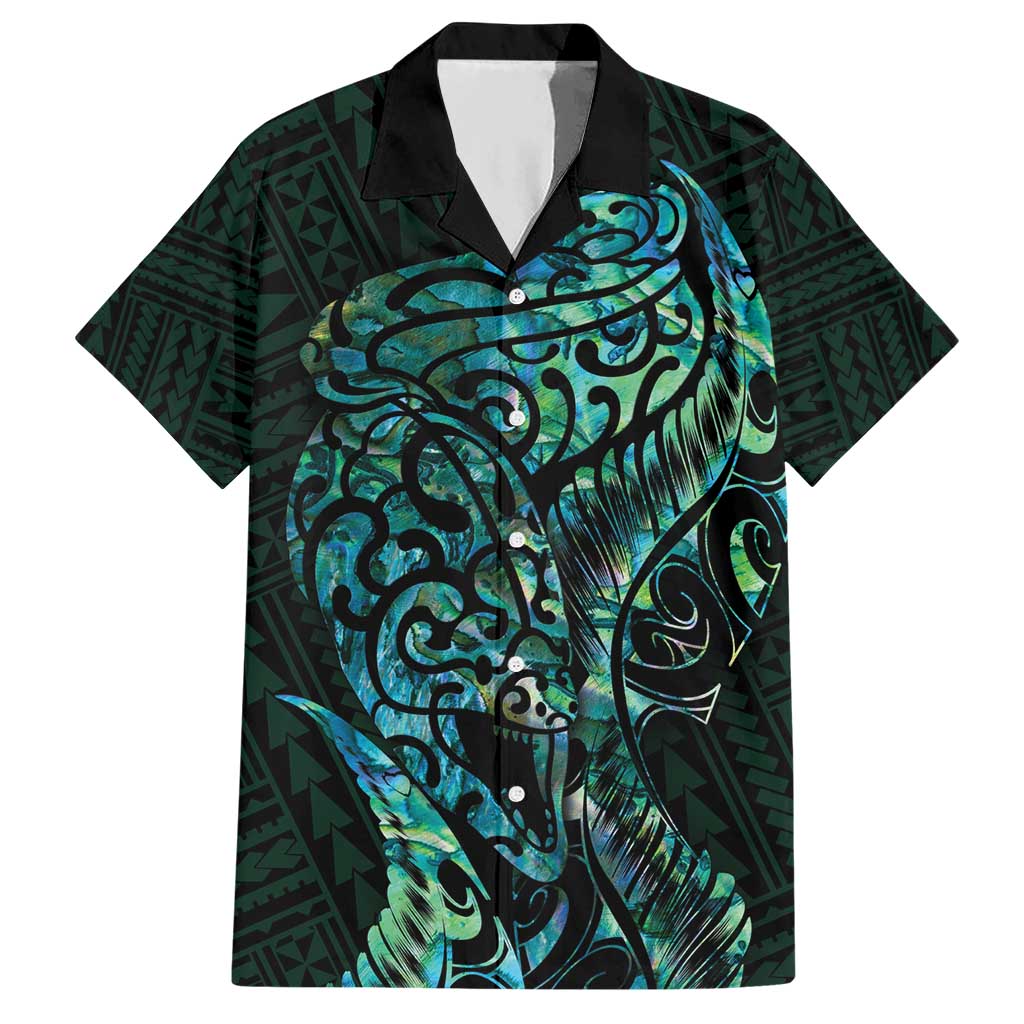 New Zealand Eel Hawaiian Shirt Tuna Aotearoa Maori With Paua Shell - Turquoise - Vibe Hoodie Shop