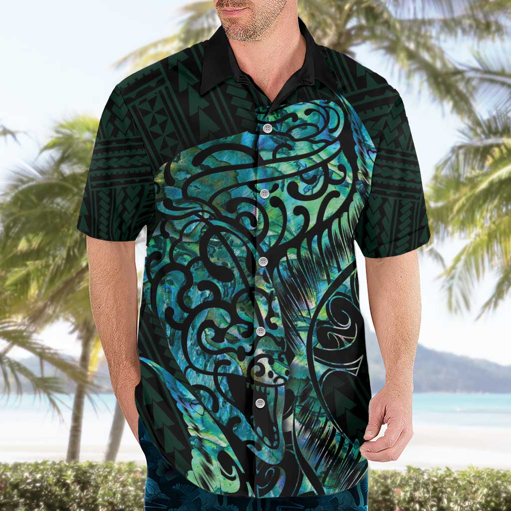 New Zealand Eel Hawaiian Shirt Tuna Aotearoa Maori With Paua Shell - Turquoise - Vibe Hoodie Shop