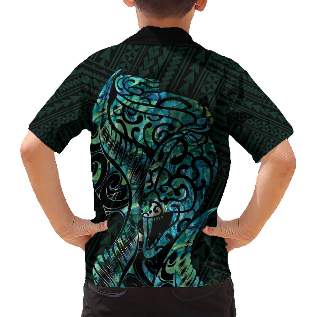 New Zealand Eel Hawaiian Shirt Tuna Aotearoa Maori With Paua Shell - Turquoise - Vibe Hoodie Shop