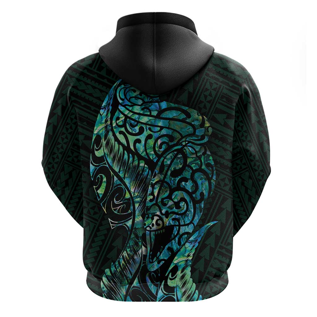 New Zealand Eel Hoodie Tuna Aotearoa Maori With Paua Shell - Turquoise - Vibe Hoodie Shop