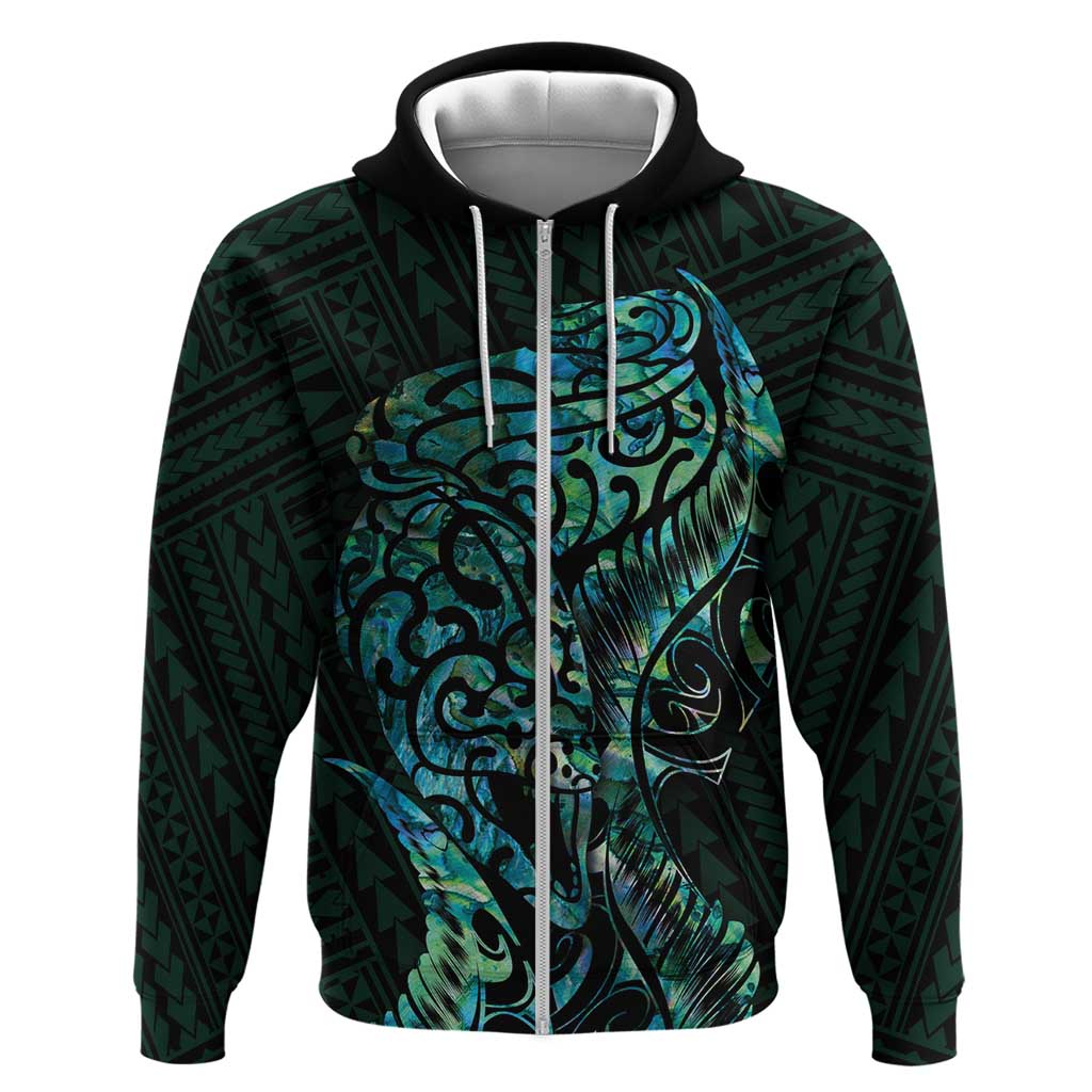 New Zealand Eel Hoodie Tuna Aotearoa Maori With Paua Shell - Turquoise - Vibe Hoodie Shop