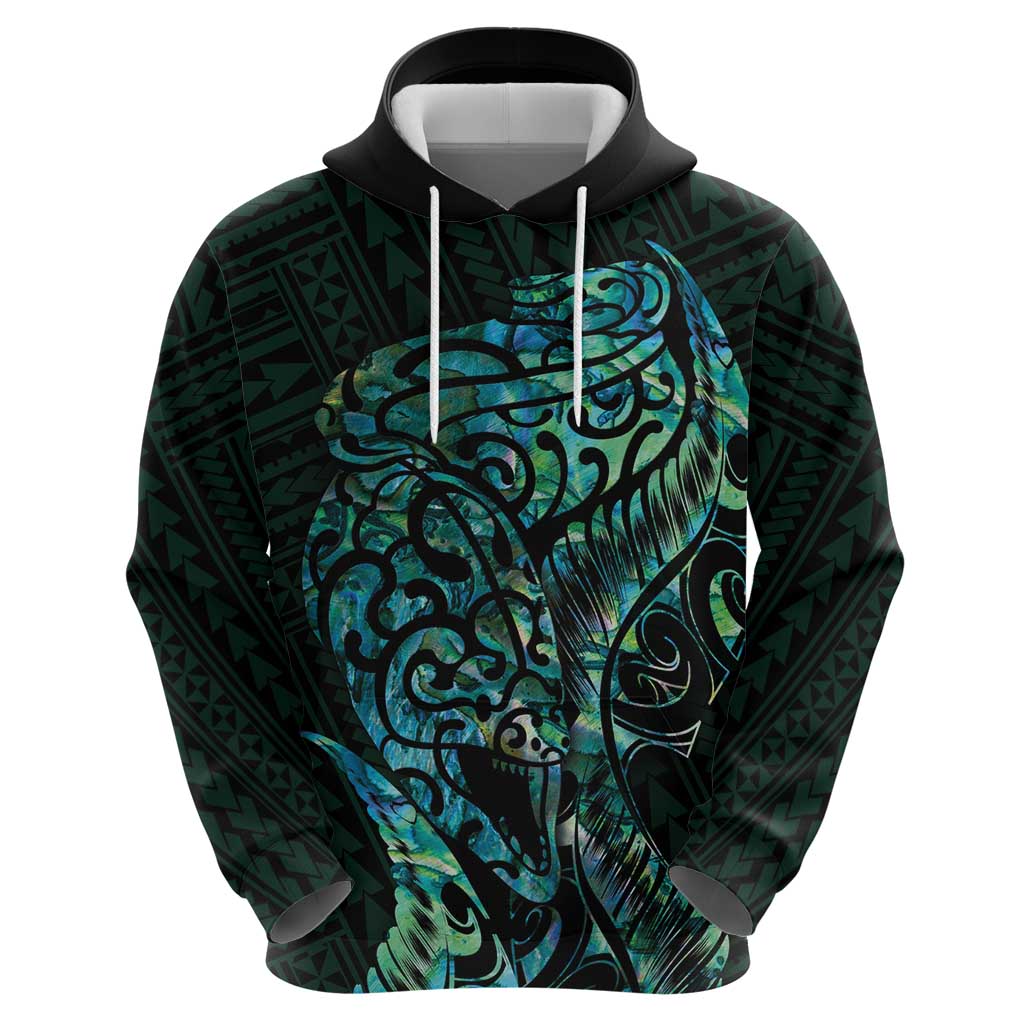 New Zealand Eel Hoodie Tuna Aotearoa Maori With Paua Shell - Turquoise - Vibe Hoodie Shop