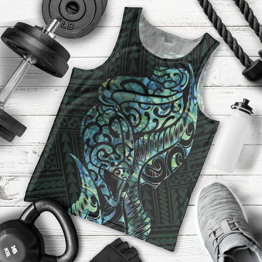 New Zealand Eel Men Tank Top Tuna Aotearoa Maori With Paua Shell - Turquoise - Vibe Hoodie Shop