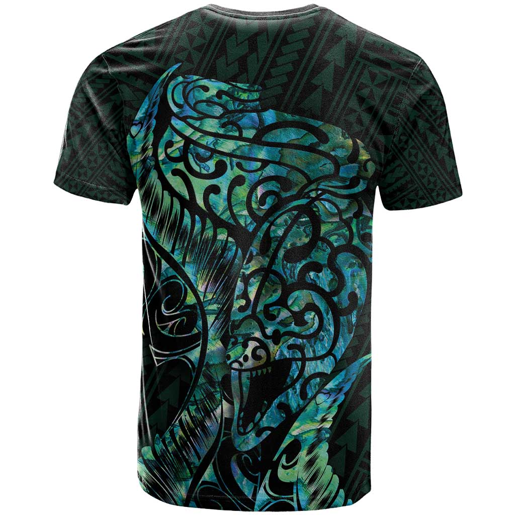 New Zealand Eel T Shirt Tuna Aotearoa Maori With Paua Shell - Turquoise - Vibe Hoodie Shop