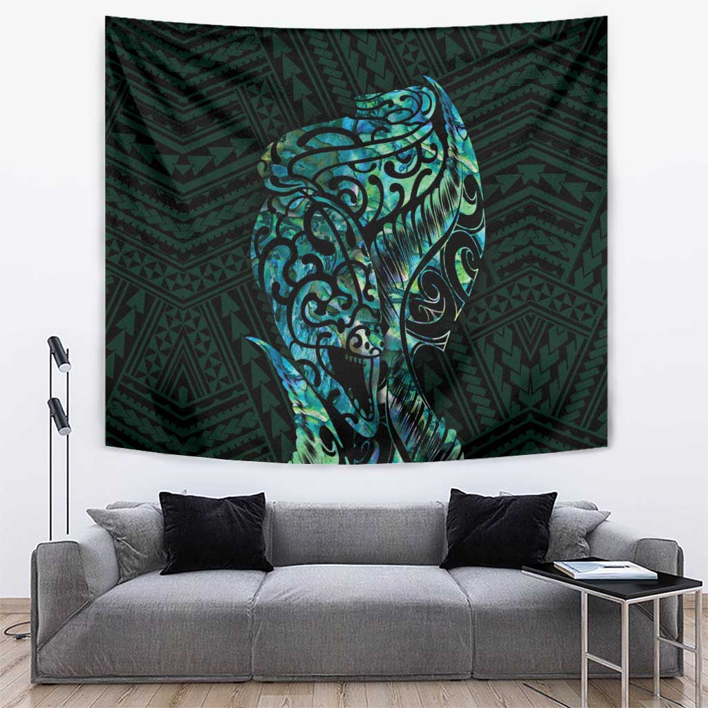 New Zealand Eel Tapestry Tuna Aotearoa Maori With Paua Shell - Turquoise - Vibe Hoodie Shop