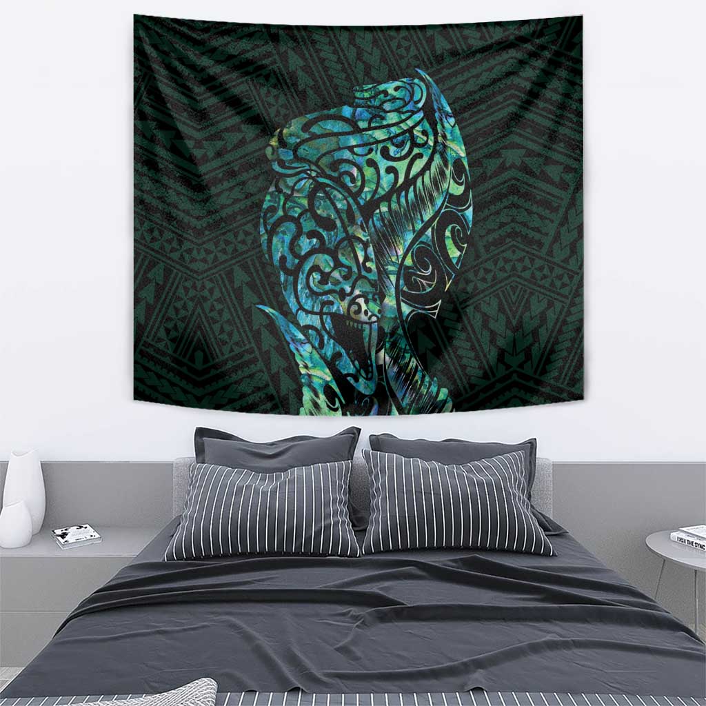 New Zealand Eel Tapestry Tuna Aotearoa Maori With Paua Shell - Turquoise - Vibe Hoodie Shop