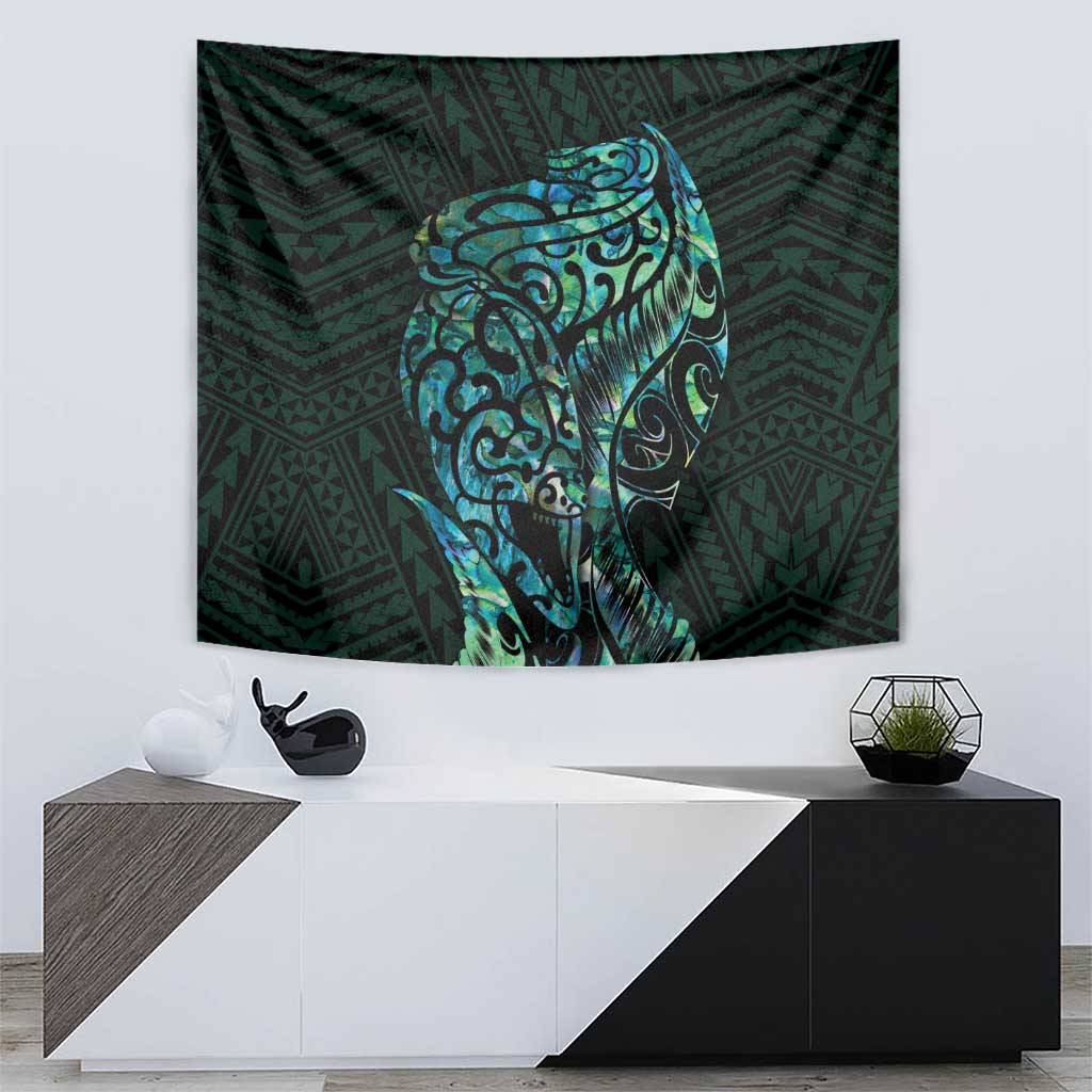 New Zealand Eel Tapestry Tuna Aotearoa Maori With Paua Shell - Turquoise - Vibe Hoodie Shop