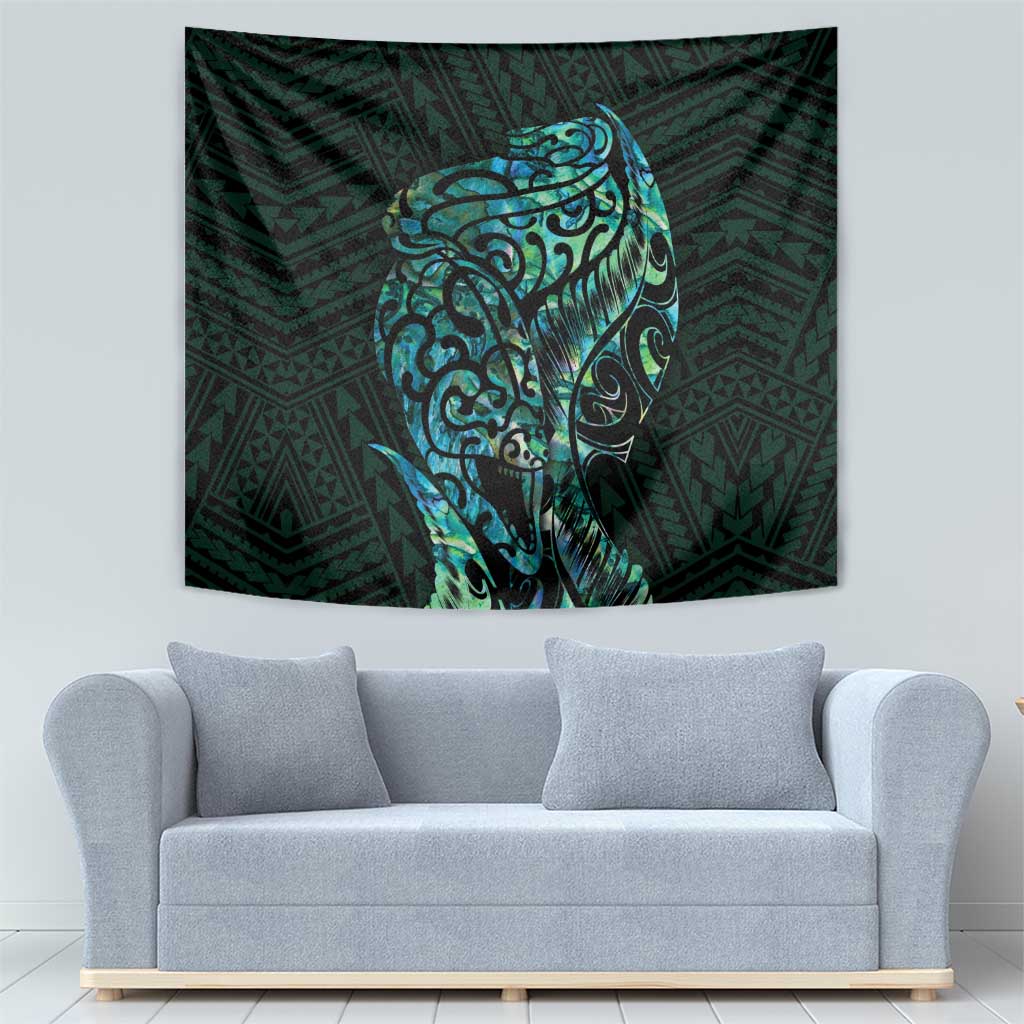 New Zealand Eel Tapestry Tuna Aotearoa Maori With Paua Shell - Turquoise - Vibe Hoodie Shop