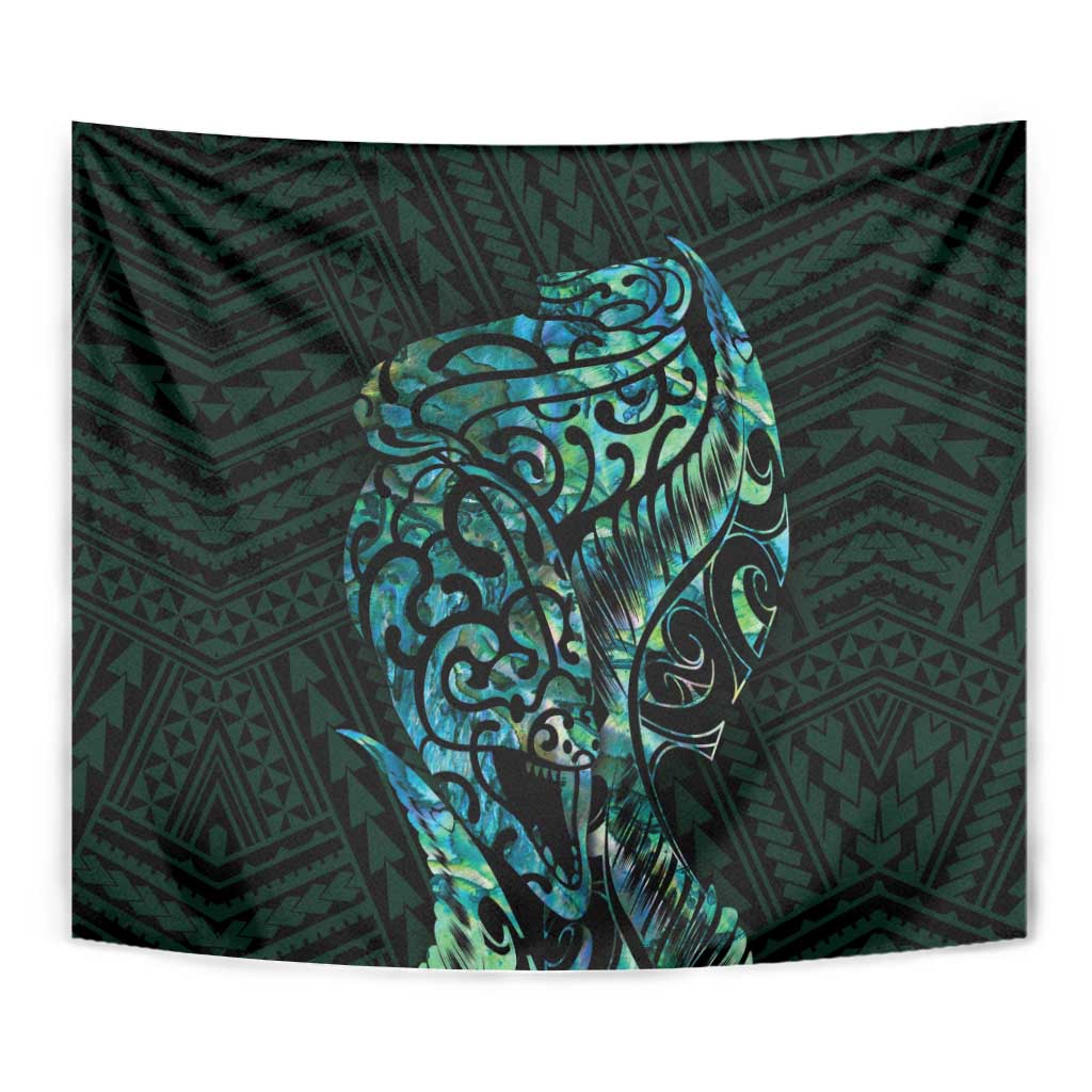 New Zealand Eel Tapestry Tuna Aotearoa Maori With Paua Shell - Turquoise - Vibe Hoodie Shop