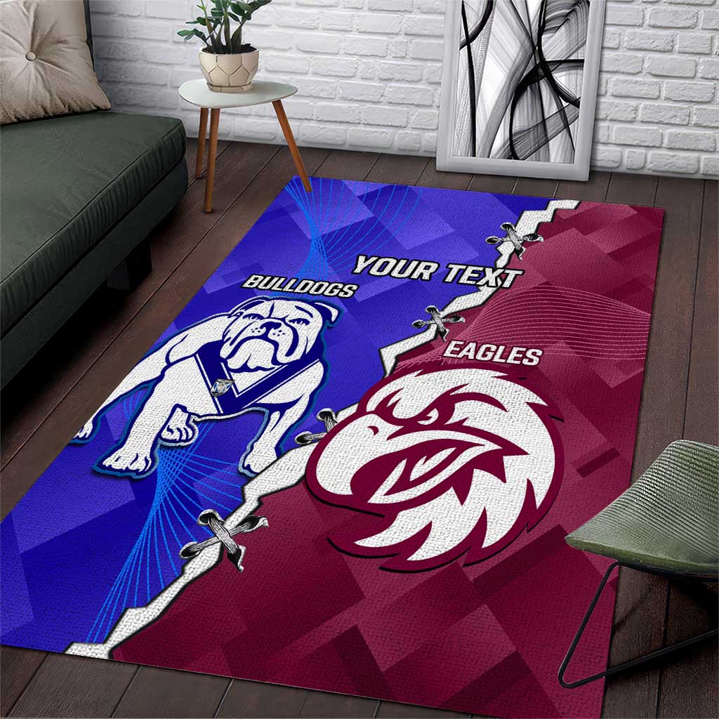 Personalised Bulldogs And Eagles Rugby Area Rug Dynamic Style - Vibe Hoodie Shop