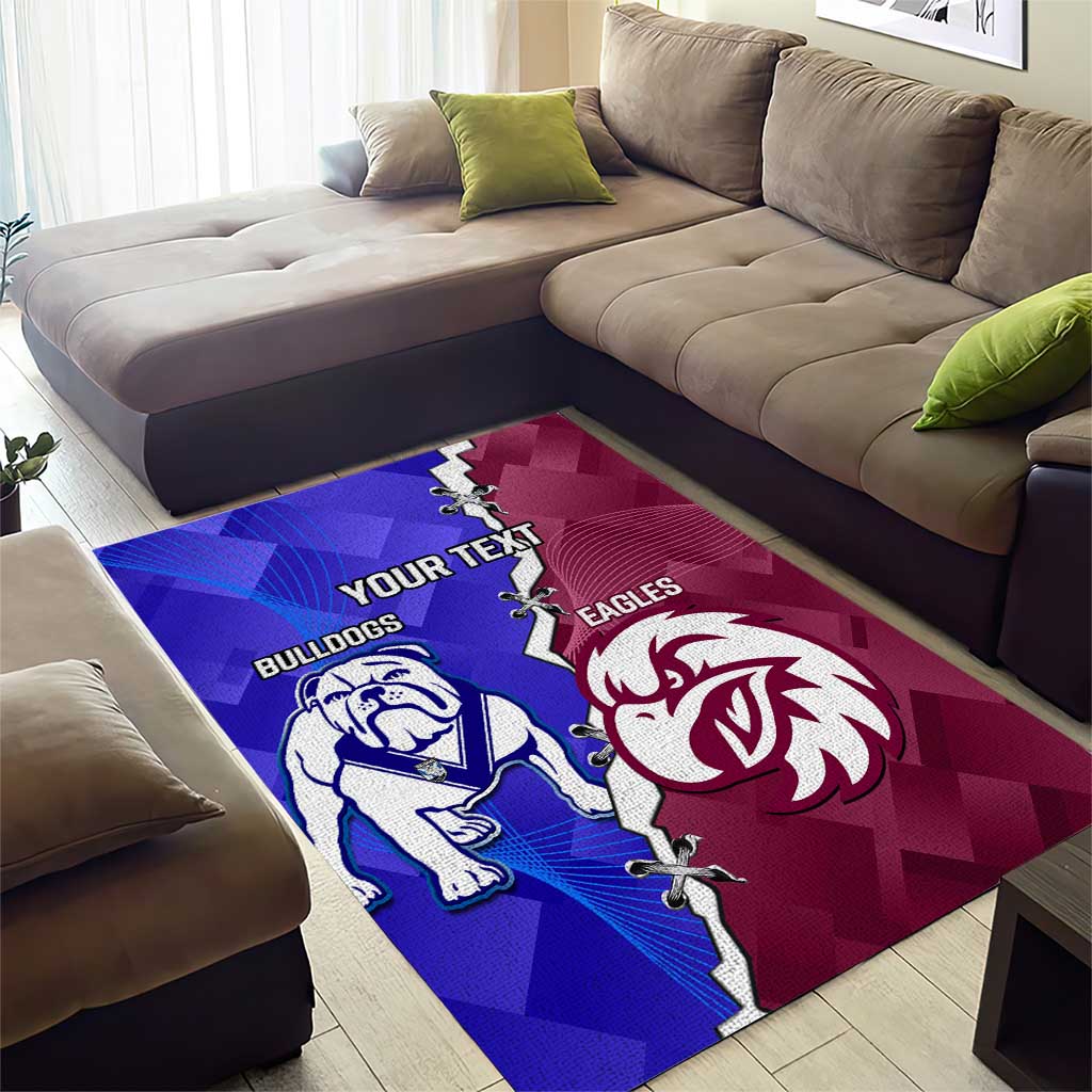 Personalised Bulldogs And Eagles Rugby Area Rug Dynamic Style - Vibe Hoodie Shop