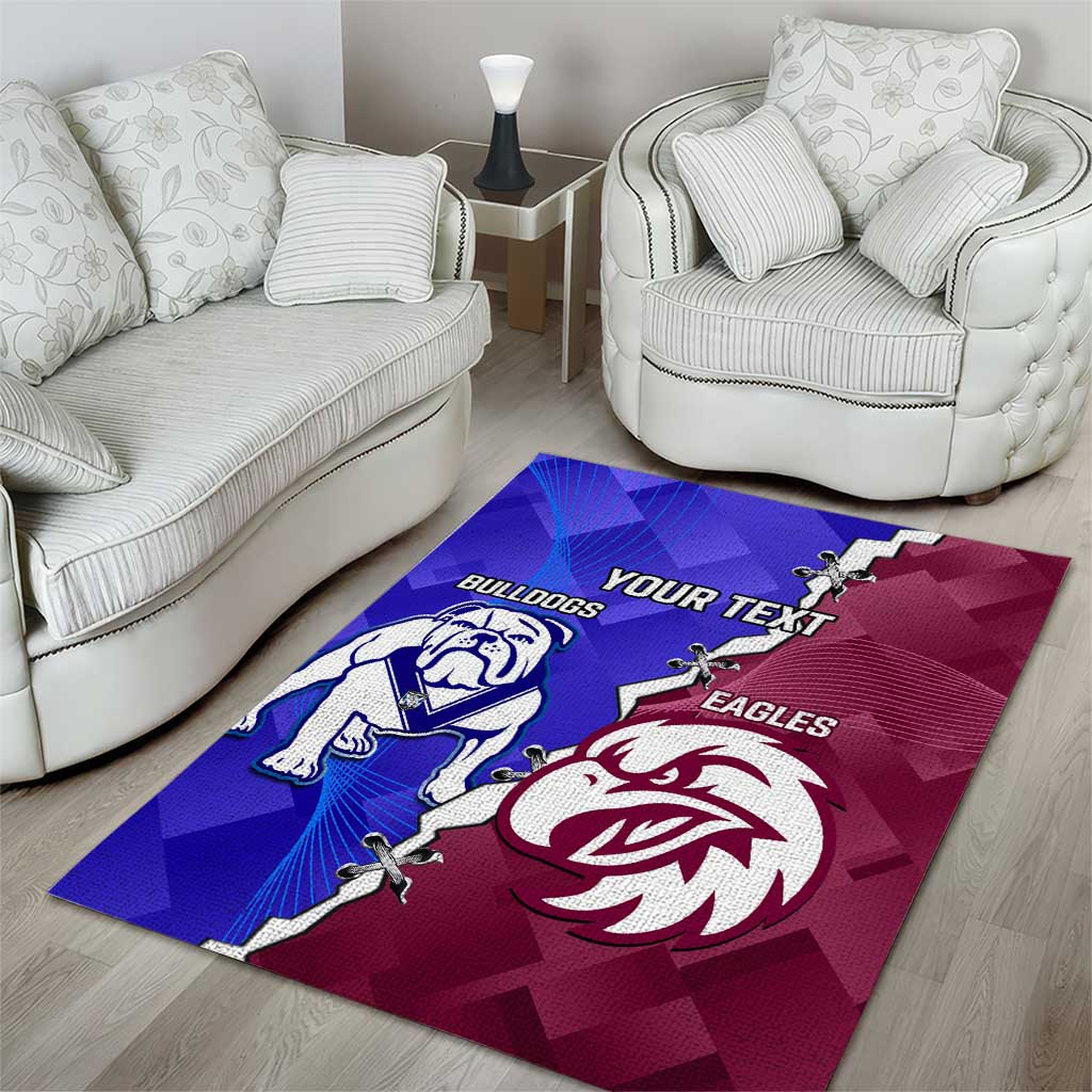 Personalised Bulldogs And Eagles Rugby Area Rug Dynamic Style - Vibe Hoodie Shop