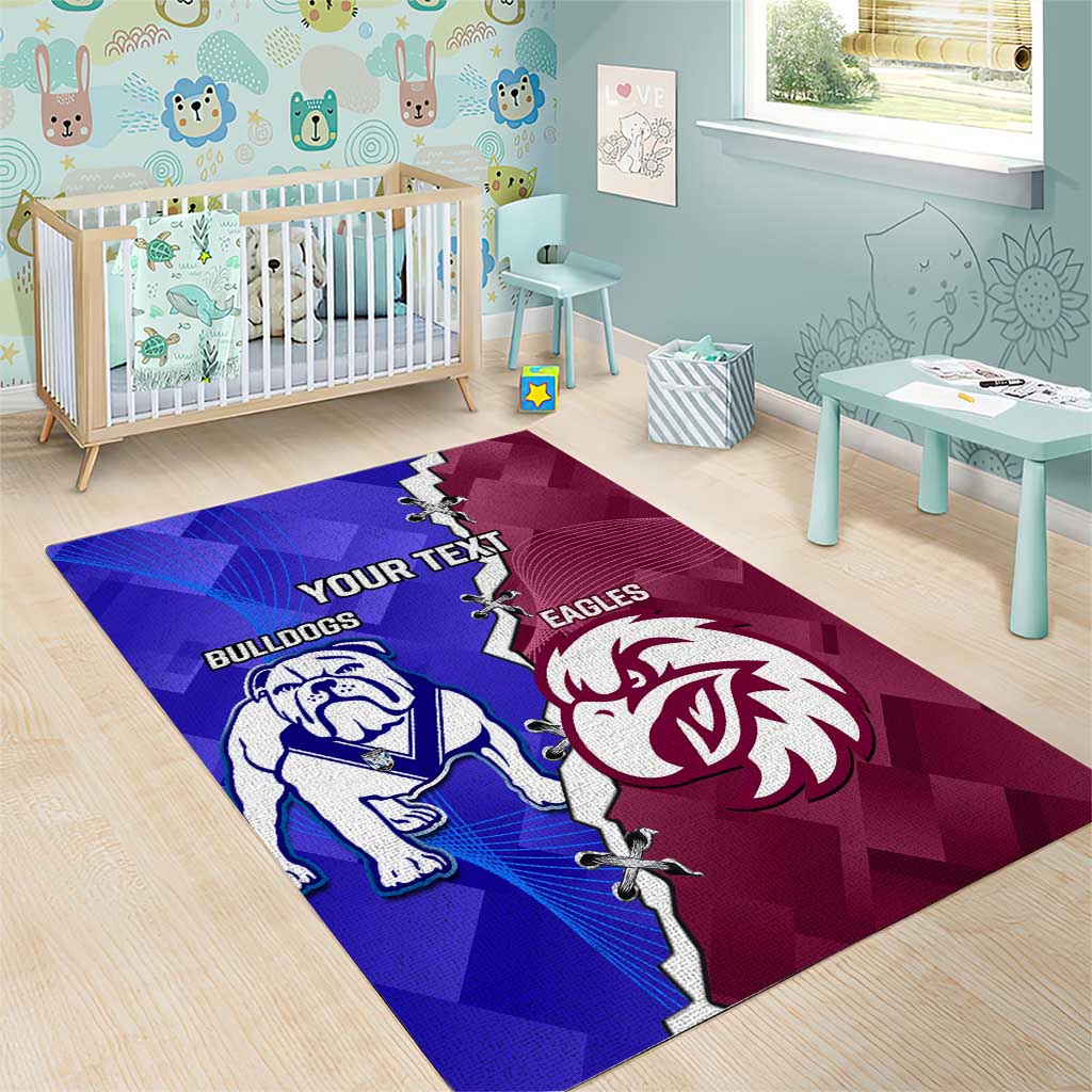 Personalised Bulldogs And Eagles Rugby Area Rug Dynamic Style - Vibe Hoodie Shop