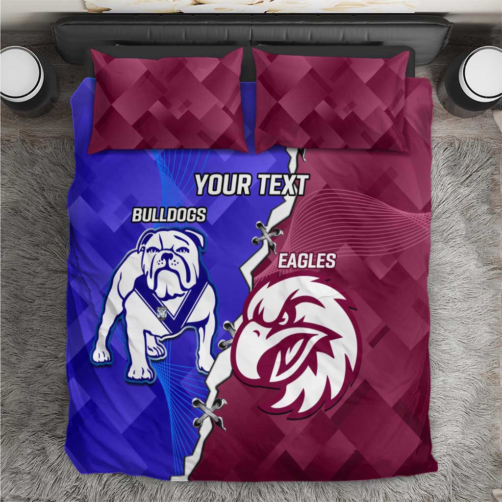 Personalised Bulldogs And Eagles Rugby Bedding Set Dynamic Style - Vibe Hoodie Shop