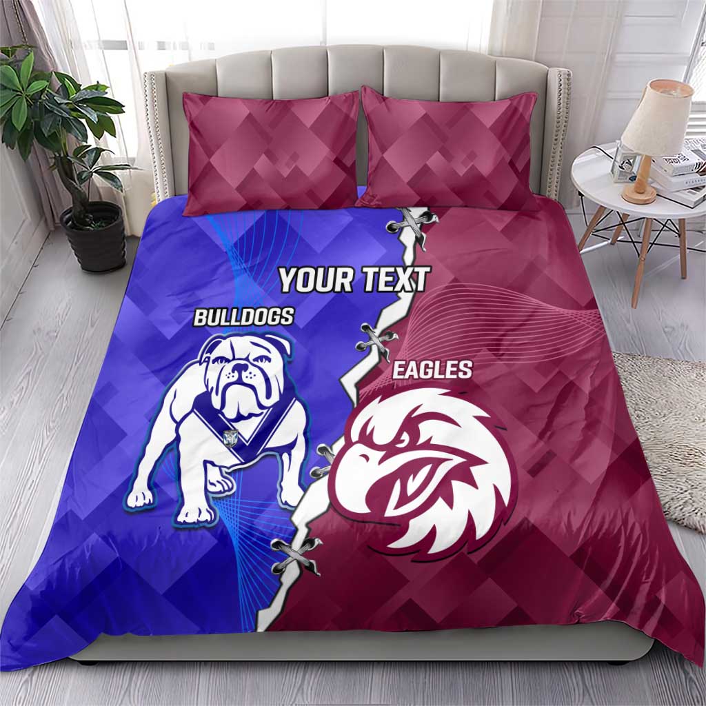 Personalised Bulldogs And Eagles Rugby Bedding Set Dynamic Style - Vibe Hoodie Shop