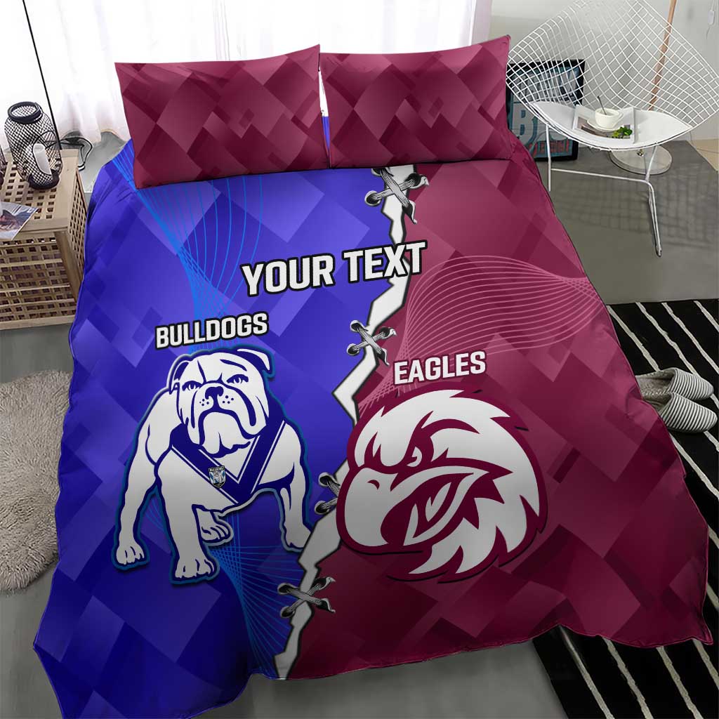 Personalised Bulldogs And Eagles Rugby Bedding Set Dynamic Style - Vibe Hoodie Shop