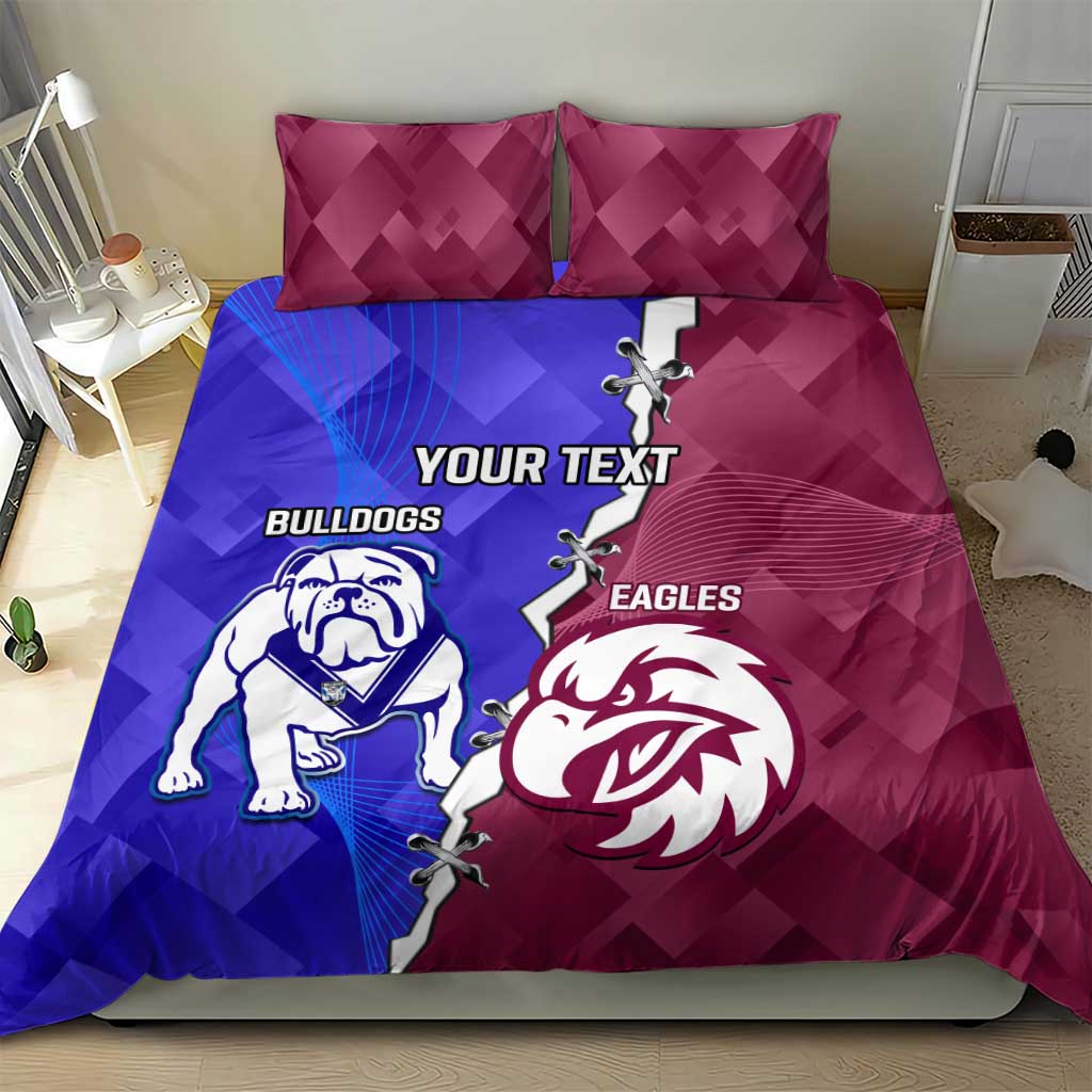 Personalised Bulldogs And Eagles Rugby Bedding Set Dynamic Style - Vibe Hoodie Shop