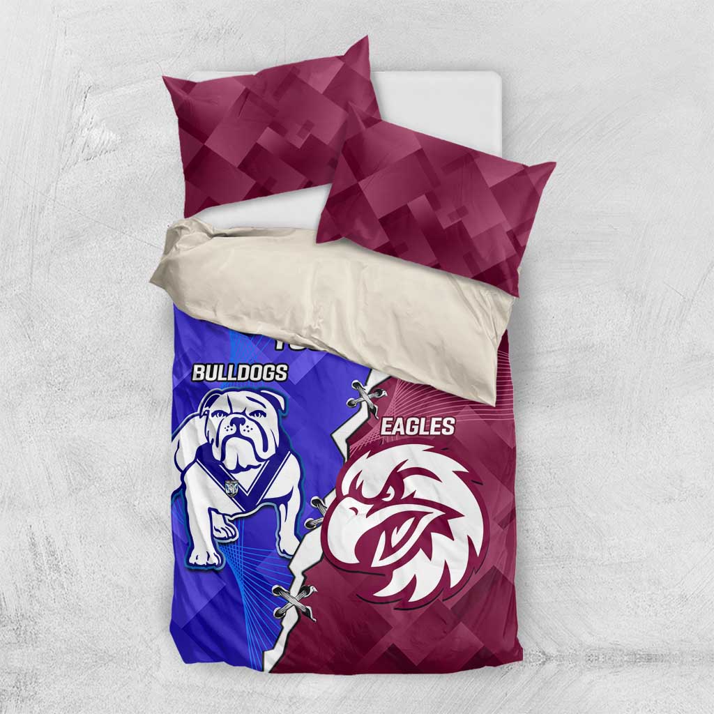 Personalised Bulldogs And Eagles Rugby Bedding Set Dynamic Style - Vibe Hoodie Shop