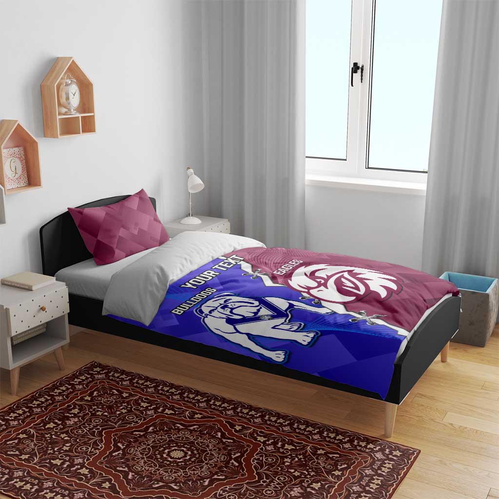 Personalised Bulldogs And Eagles Rugby Bedding Set Dynamic Style - Vibe Hoodie Shop