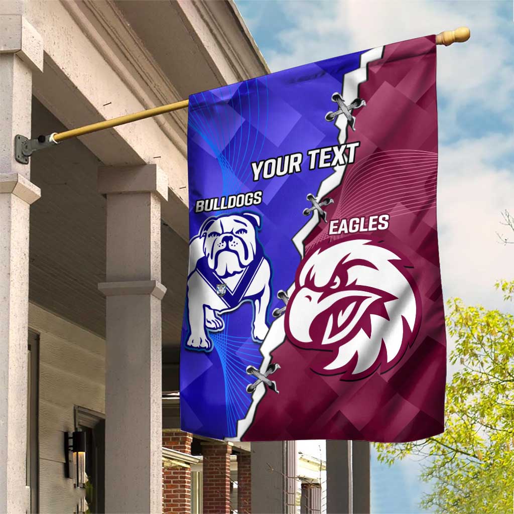 Personalised Bulldogs And Eagles Rugby Garden Flag Dynamic Style - Vibe Hoodie Shop