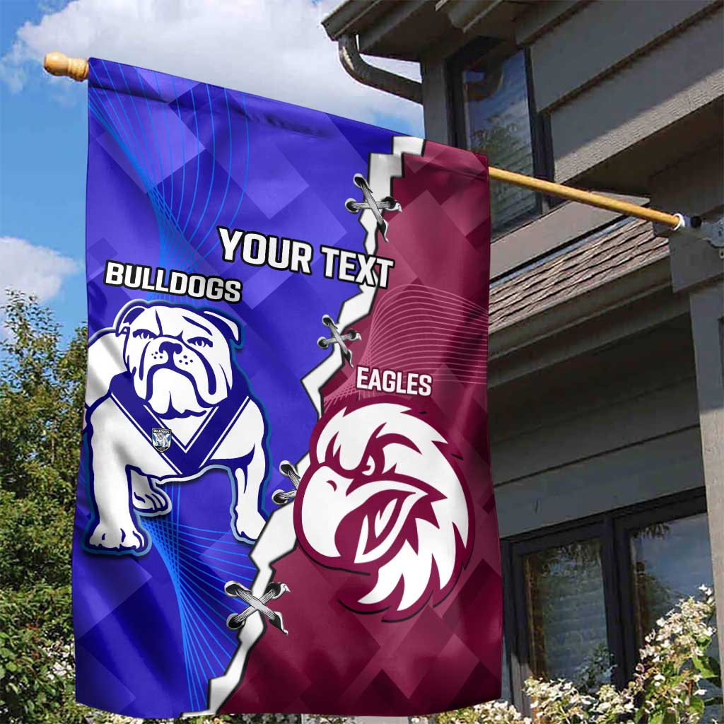 Personalised Bulldogs And Eagles Rugby Garden Flag Dynamic Style - Vibe Hoodie Shop