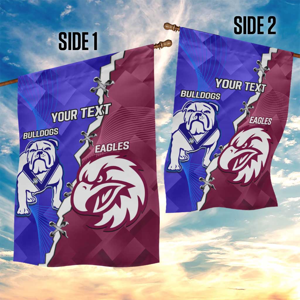 Personalised Bulldogs And Eagles Rugby Garden Flag Dynamic Style - Vibe Hoodie Shop