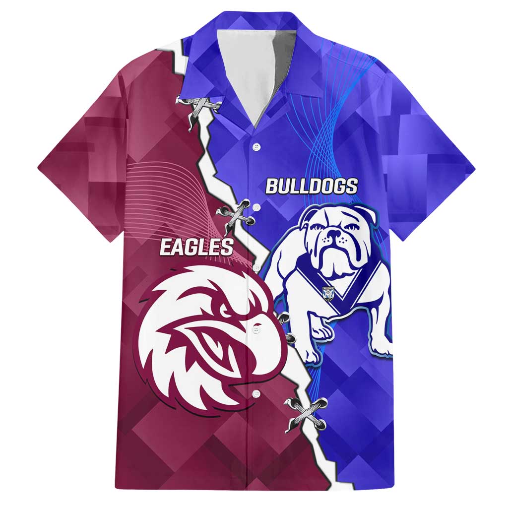 Personalised Bulldogs And Eagles Rugby Hawaiian Shirt Dynamic Style - Vibe Hoodie Shop