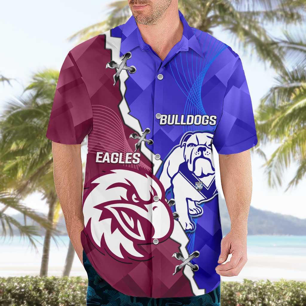 Personalised Bulldogs And Eagles Rugby Hawaiian Shirt Dynamic Style - Vibe Hoodie Shop