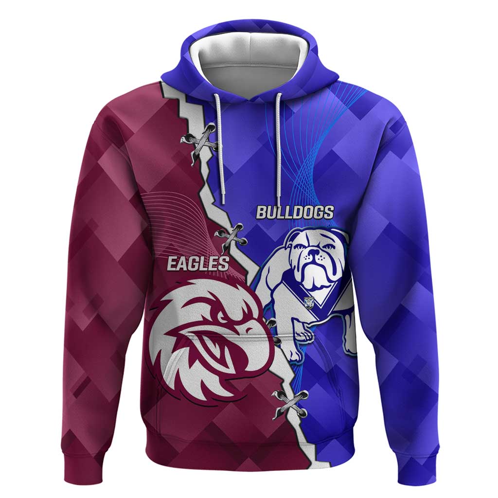 Personalised Bulldogs And Eagles Rugby Hoodie Dynamic Style - Vibe Hoodie Shop