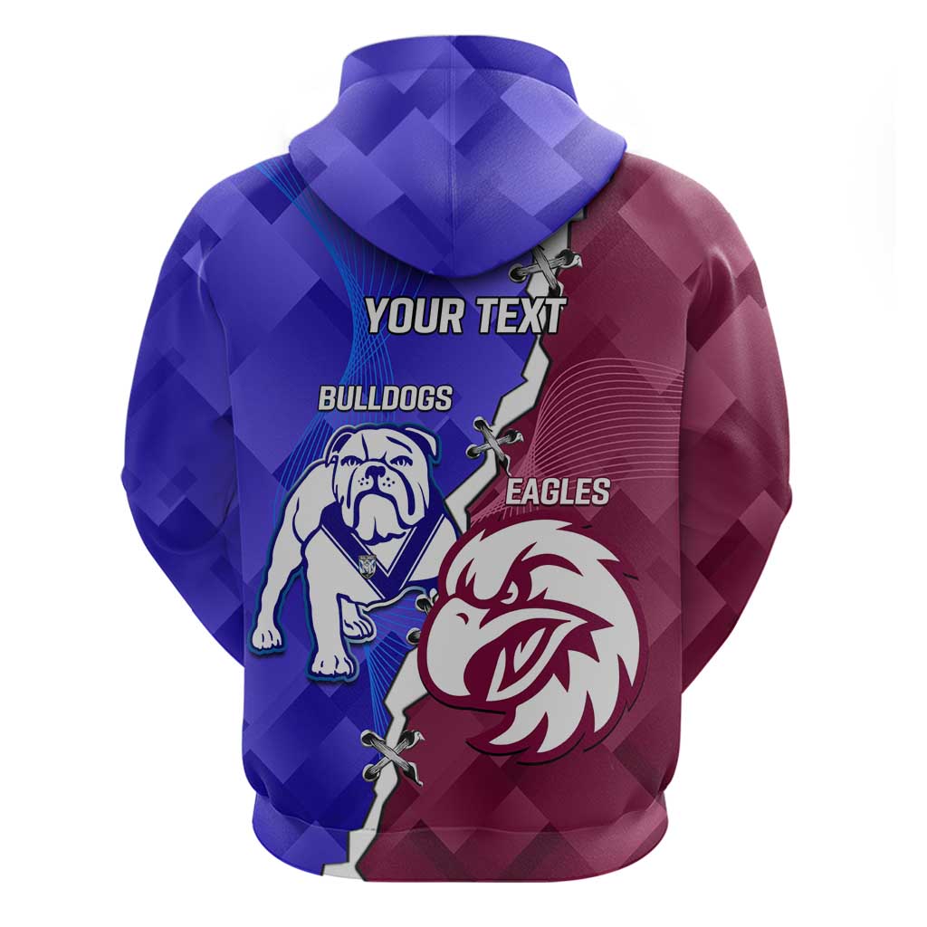 Personalised Bulldogs And Eagles Rugby Hoodie Dynamic Style - Vibe Hoodie Shop