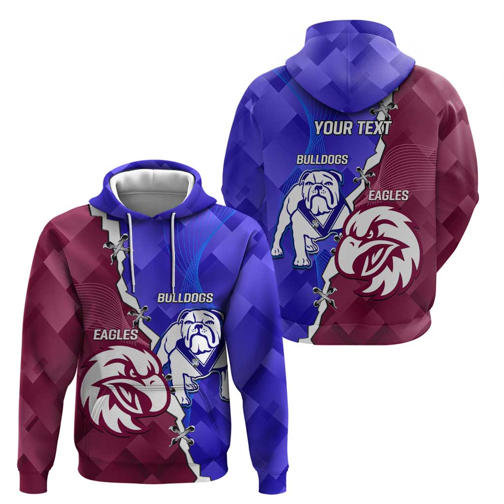 Personalised Bulldogs And Eagles Rugby Hoodie Dynamic Style - Vibe Hoodie Shop