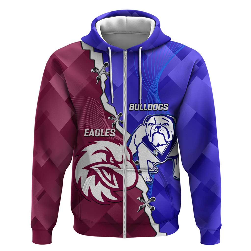 Personalised Bulldogs And Eagles Rugby Hoodie Dynamic Style - Vibe Hoodie Shop